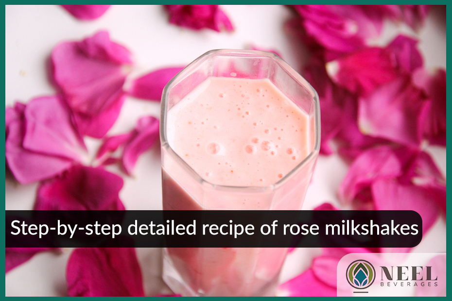 Step-by-step detailed recipe of rose milkshakes